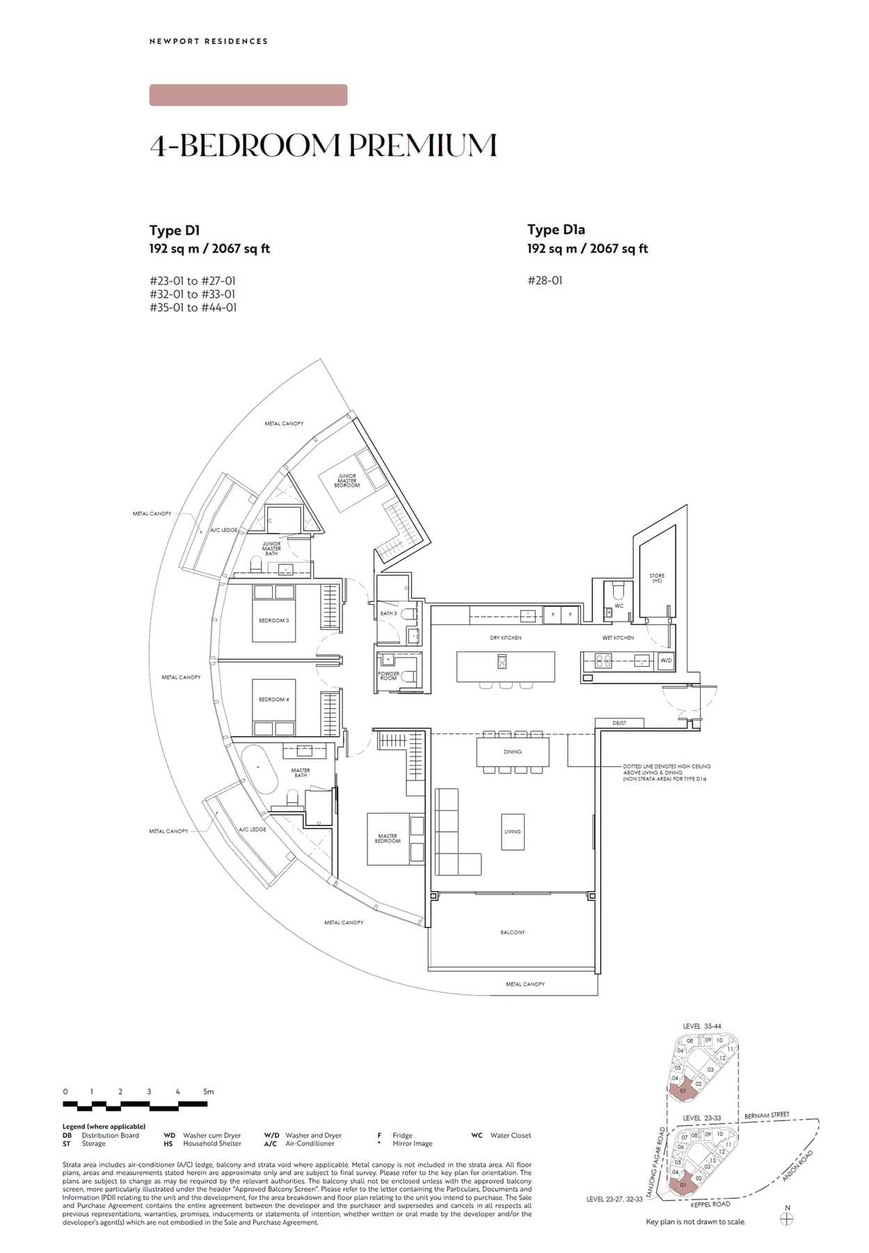 Newport Residences floor plan — D1 · 4 bedroom