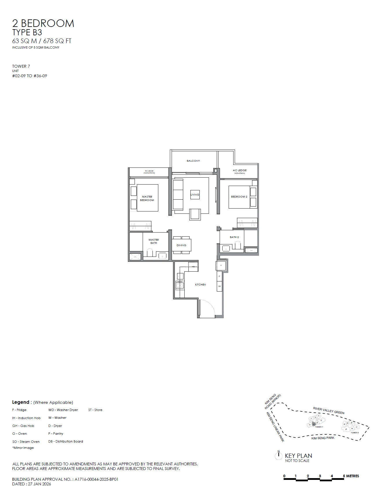 River Modern floor plan — B3