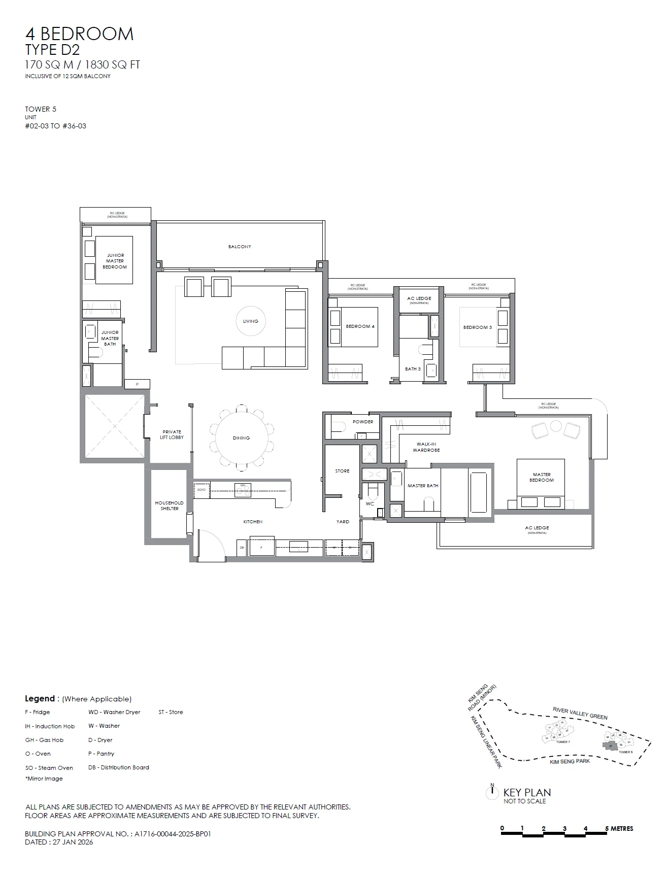 River Modern floor plan — D2 · 4 bedroom · 1,830 sqft