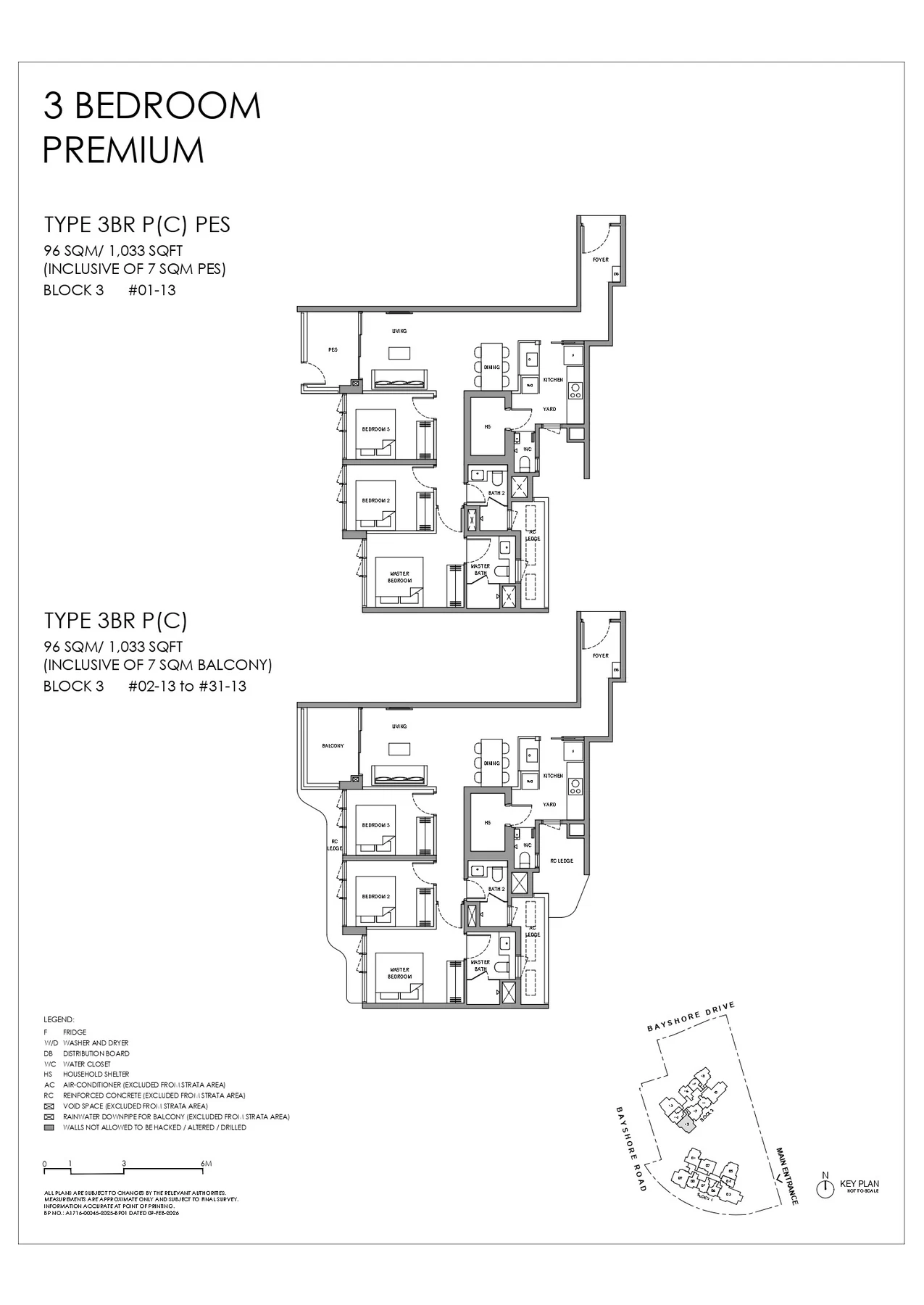 Vela Bay floor plan — 3BR P(C) / P(C) PES
